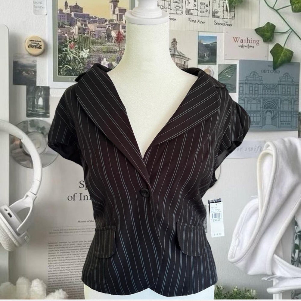 BCX Black Blazer with White Pinstripes